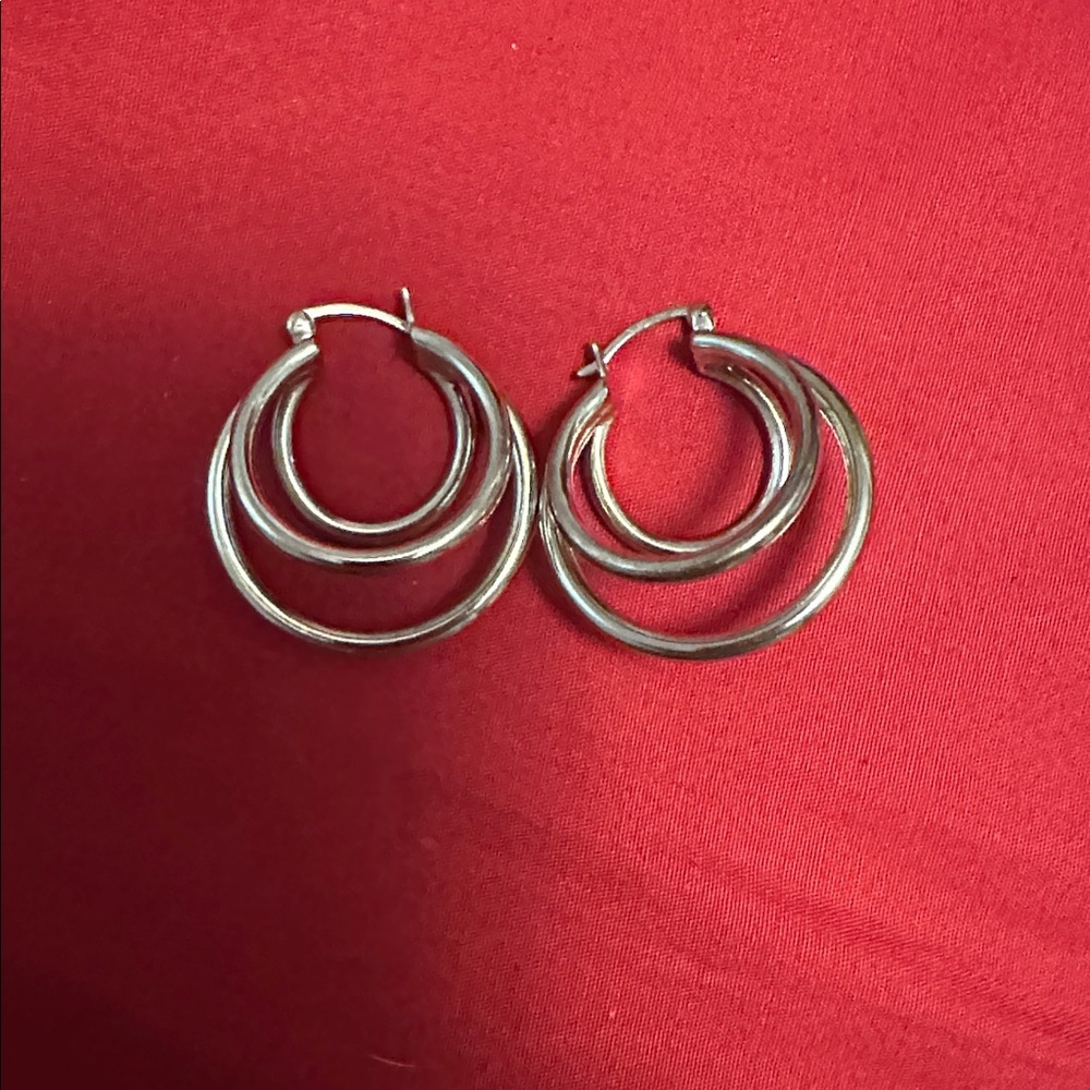 .925 Real Silver Triple Hoop